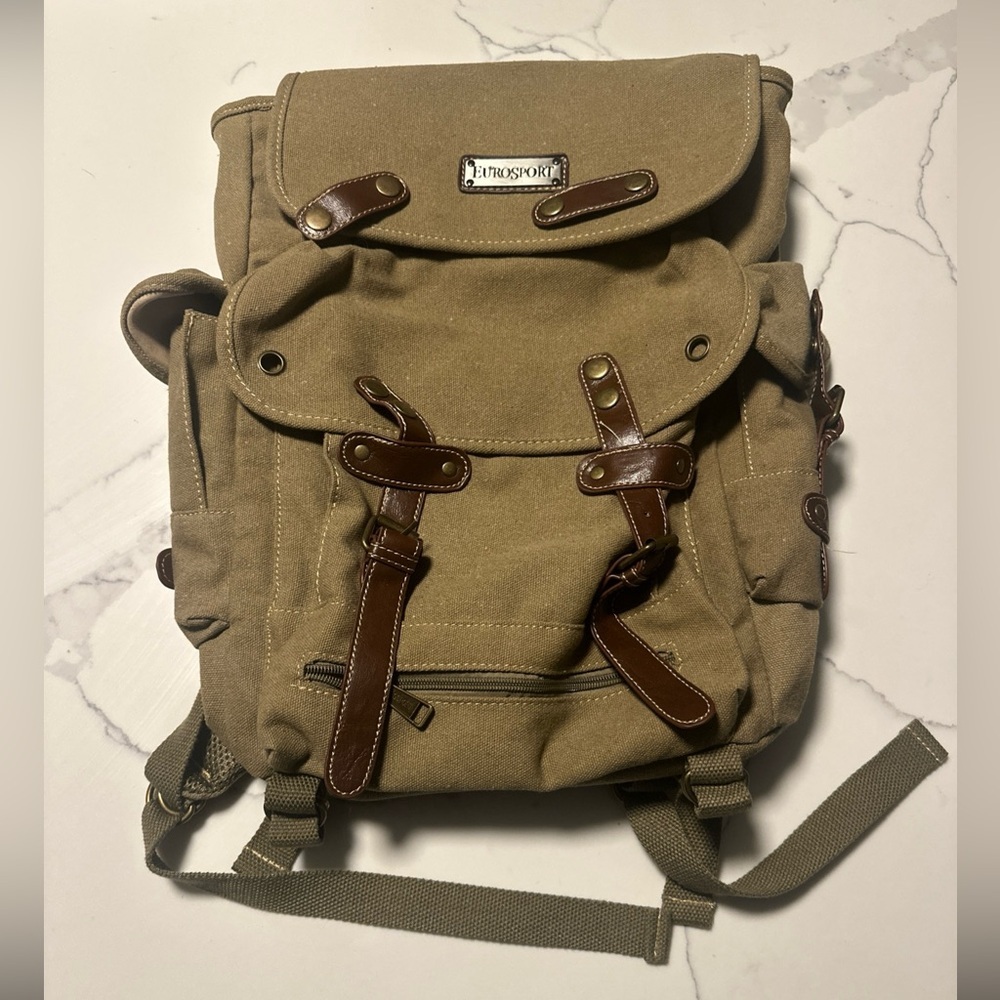 Eurosport Khaki and Brown Backpack